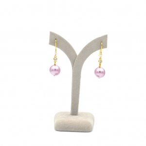 Shell Pearl Pink With Cubic Zirconia Dangling Earring