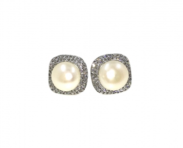  Fresh Water Pearl With 2L Cubic Zirconia Wave Earring