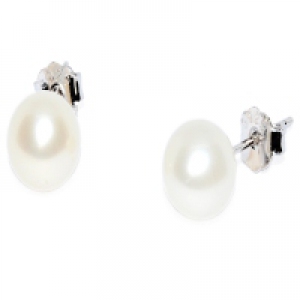 Fresh Water Pearl Round 6-6.5MM Stud 925 Silver Earring - White