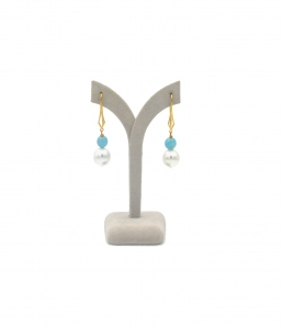 Shell Pearl White and Chalcedony Dangle Earring