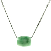 Grade A Jade Barrel Pendant In Stainless Steel Chain