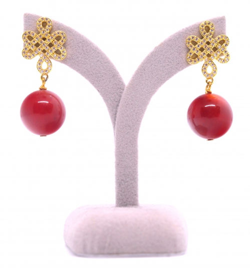 Mystic Knot and Coral Dangling Earring