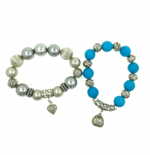 Shell Pearl & Turquoise Combo Bracelet