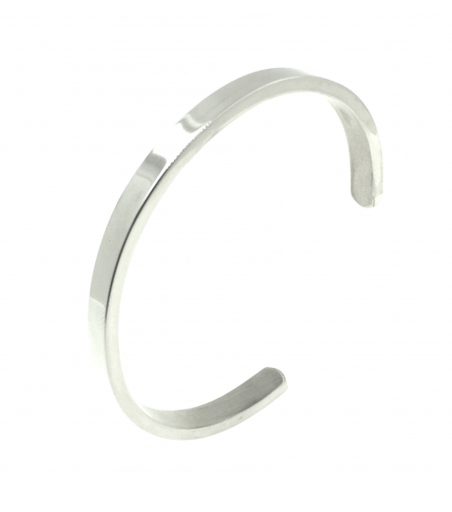 Stainless Steel Cuff Bangle-Silver Color
