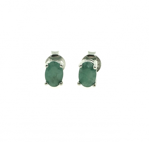 Emerald  Oval Faceted 925 Stud Earring