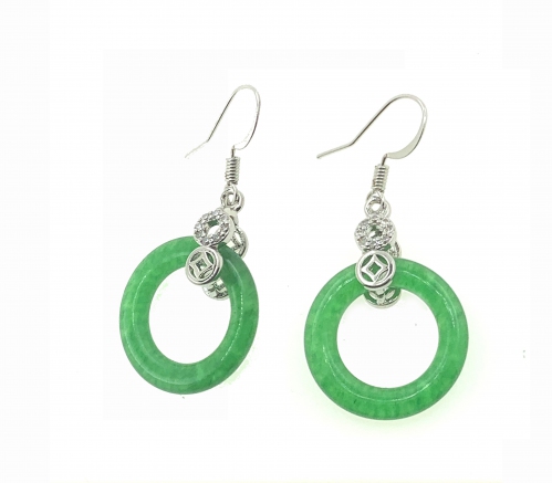 Green Quartz Circle Dangling Earring
