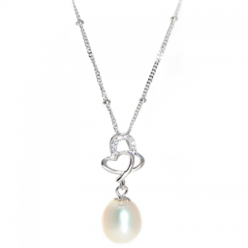 Fresh Water Pearl 3 Circle 925 Silver Pendant With Chain