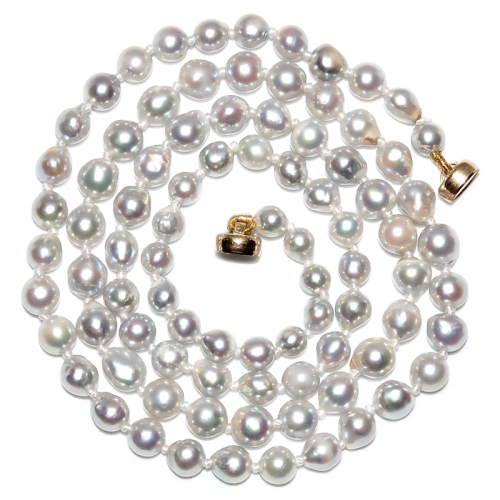 Japanese Akoya Baroque Pearl Natural Silver 4.4-5MM Necklace