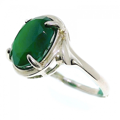 Green Onyx Simple 925 Silver Ring
