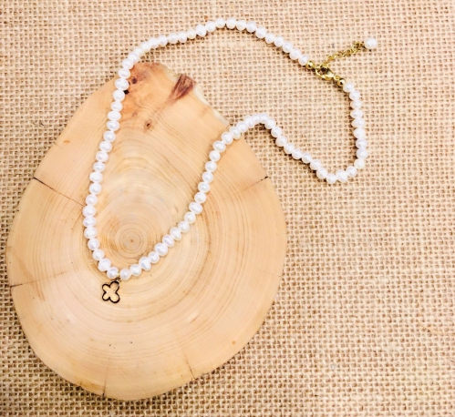 Fresh Water Pearl 5-5.5mm With Charm Necklace