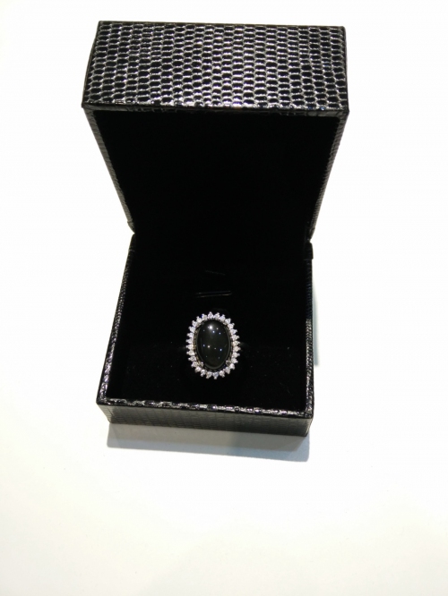 Black Onyx 925 Adjustable Ring