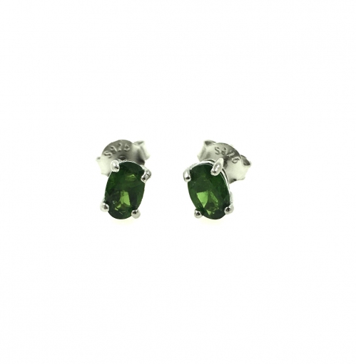 Chrome Diopside Oval Faceted 925 Stud Earring