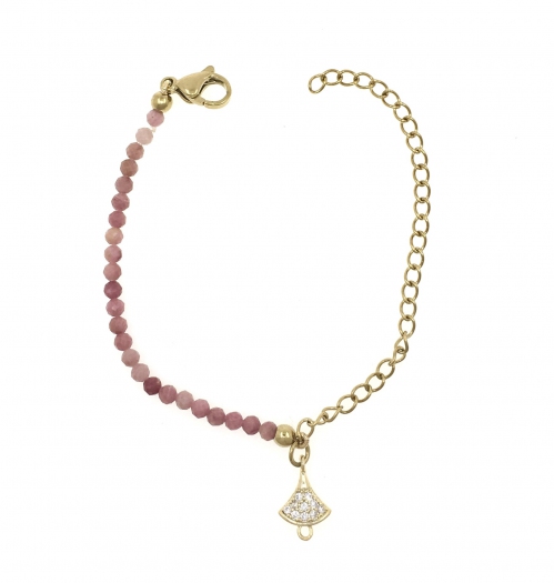 Rhodochrosite Beads With Assorted Charm Bracelet