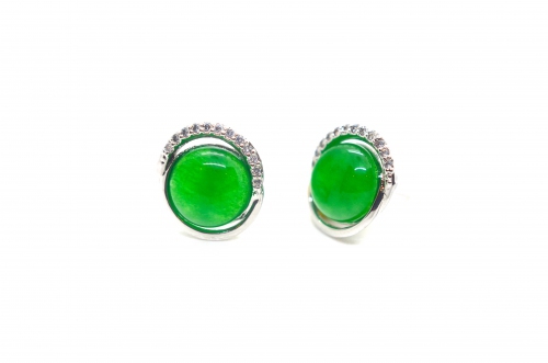  Round with Zirconia Green Quartz Earring