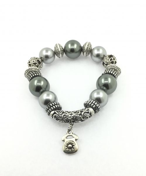 Dark and Light Grey Shell Pearl Bracelet