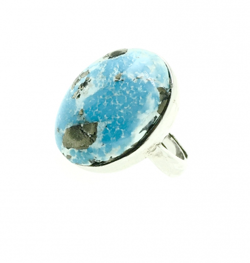Natural Turquoise Oval Simple 925 Sterling Silver Ring