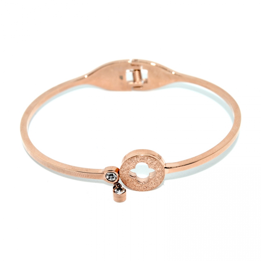 Stainless Steel Cubic Zirconia Rose Gold Bangle