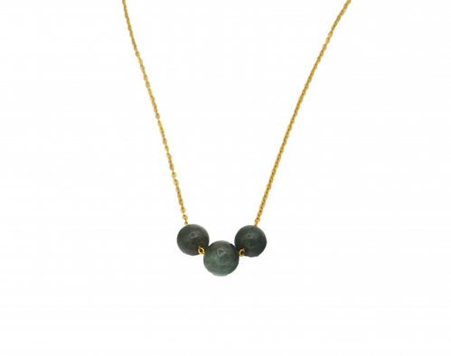 Green Jade 3pcs With Stainless Steel Necklace