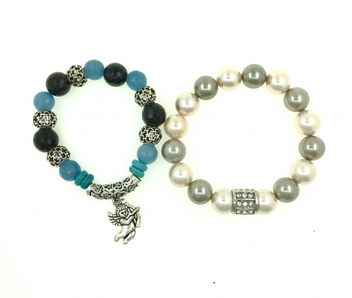 Mixed Stone and Shell Pearl Combo Bracelet