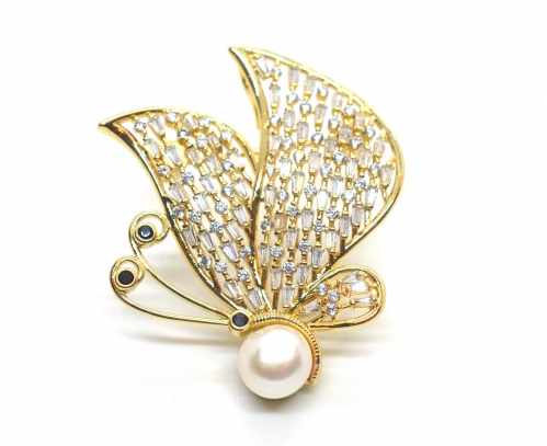 Fresh Water Pearl Brooch-Butterfly with Crinkled Wings