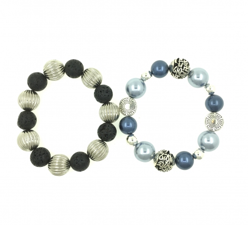 Lava and Mixed Shell Pearl Combo Bracelet
