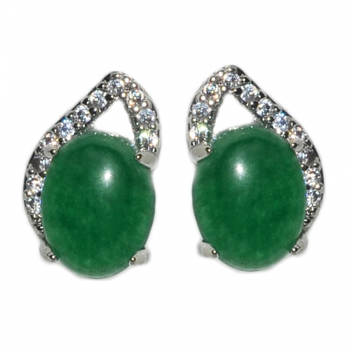Green Quartz Cubic Zirconia Earring