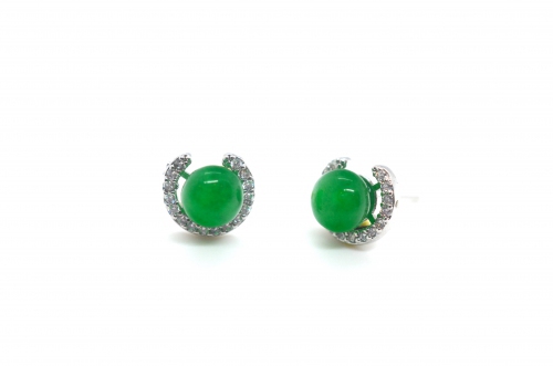  Green Quartz Crescent Earring