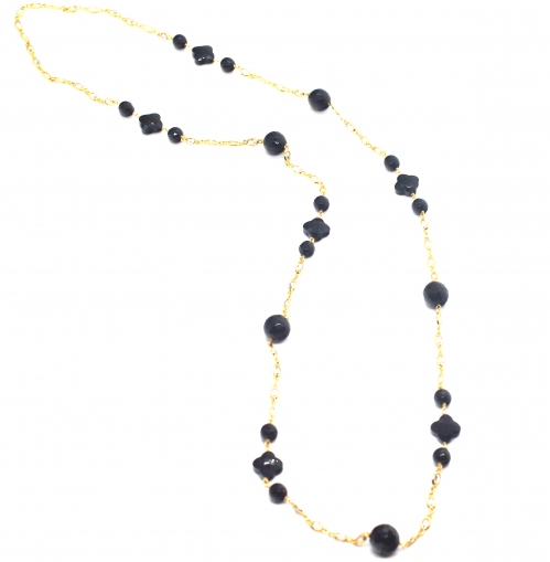 Black Agate Cubic Chain Linked Necklace