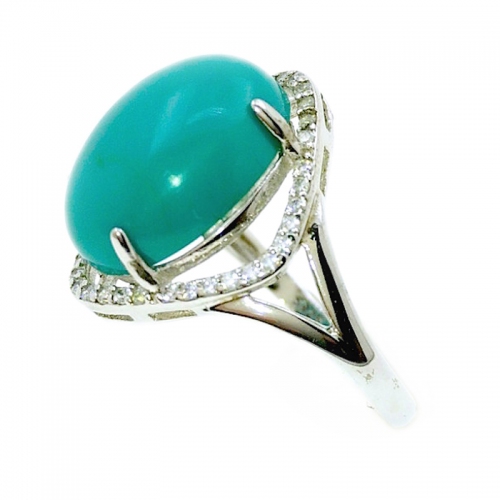 Natural Turquoise Oval 925 Silver Ring