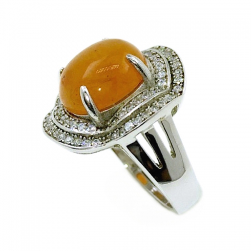 Carnelian 2 Layer Clover Wave 925 Silver Ring