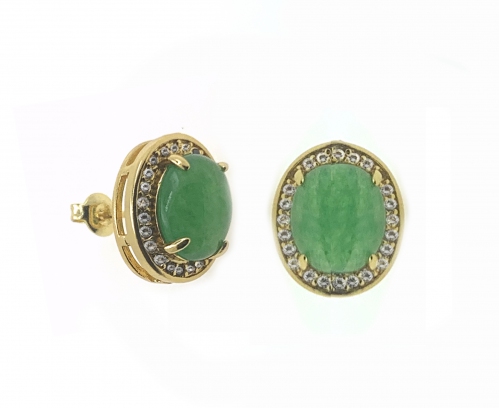 Green Quartz Oval Earring