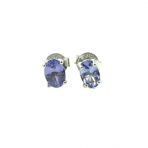 Tanzanite Oval Faceted 925 Stud Earring
