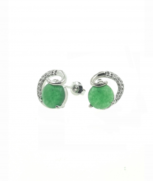 Green Quartz Spiral Earring