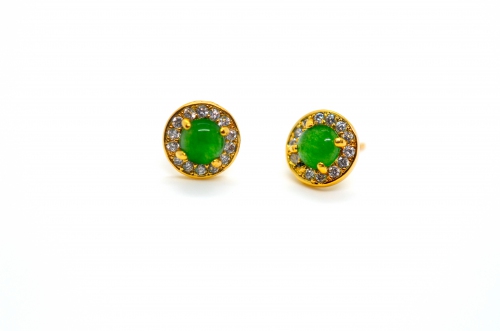 Green Quartz 6mm Round Earring