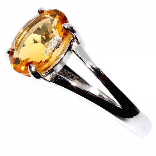 Citrine Oval Facets 925 Silver Ring