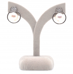 Fresh Water Pearl Circular Zirconia Earring | Beautiful Modern Chic Pearl Earring