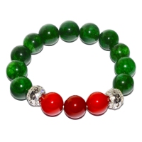 Green Quartz Mix Red Shell Pearl Elastic Bracelet (Assorted Charms/Parts)