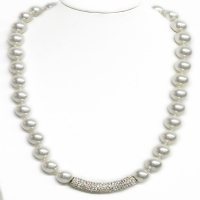 White Shell Pearl Bling Necklace