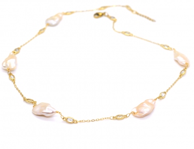 Fresh Water Pearl Keishi Link Necklace
