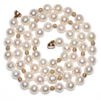 Japanese Akoya Baroque Pearl 6.5-7MM Gold Beads Necklace