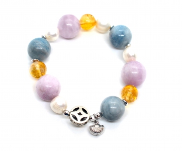 Kunzite Citrine Pearl Aquamarine Mix Gemstone Bracelet(Assorted Charms)