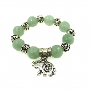 Green Agate Elephant Charm Bracelet (Assorted Charms/Parts)