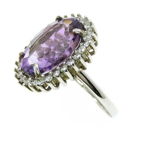 Amethyst Sunflower Faceted Cubic Zirconia 925 Sterling Silver Ring