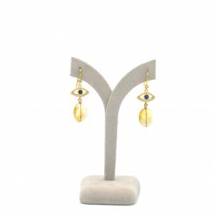 Citrine Oval with Eye Cubic Zirconia Dangling Earring