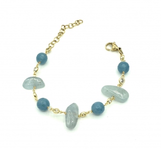Blue Chalcedony and Aquamarine Chain Bracelet