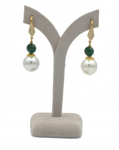 White Shell Pearl With Stone Earring