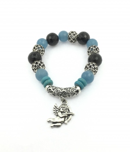 Chalcedony and Black Agate Bracelet 