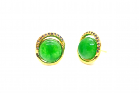 Round with Zirconia Green Quartz Earring