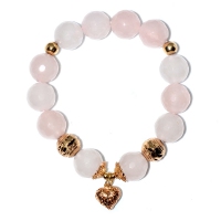 Rose Quartz Heart Charm Bracelet (Assorted Charms/Parts)