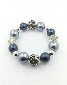 Grey and Blue Shell Pearl Bracelet